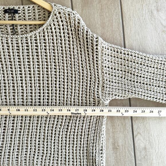Massimo Dutti Open Loose Knit Chunky Sweater Small Oversized Cropped Grunge Tan - Picture 7 of 8